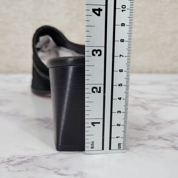 Brighton Tilly Italian Leather Calf Hair Women's Black Heeled Sandals Mules - Picture 10 of 10